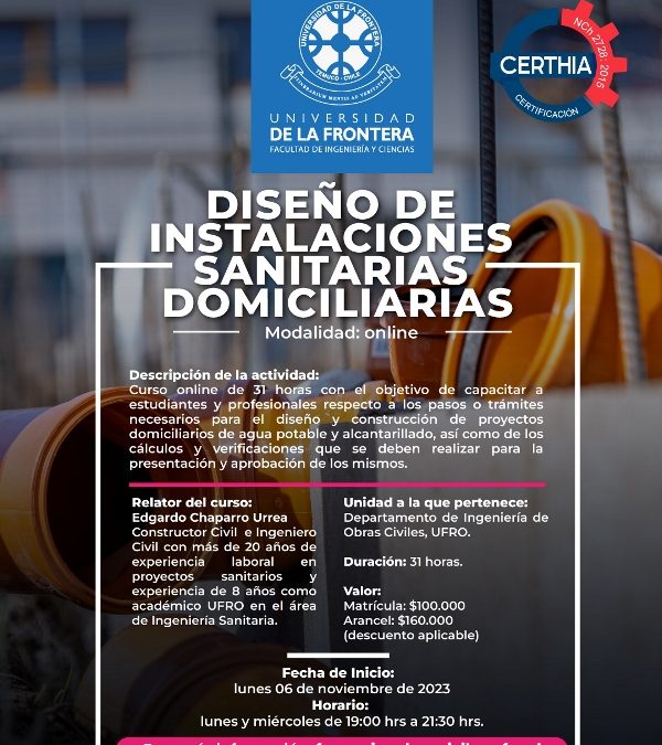 Curso «Diseño de Instalaciones Sanitarias Domiciliarias»